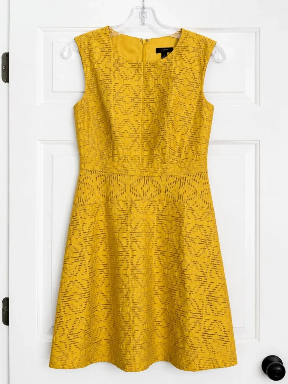 J.Crew Yellow Textured Fit & Flare Sleeveless Dress Size 2